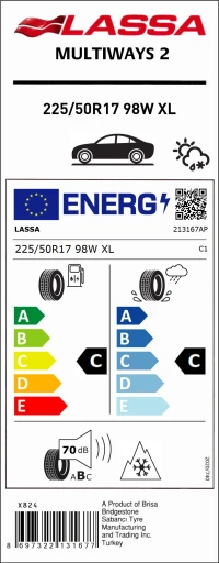 Lassa 225/50R17 98W Xl Multıways 2 Oto 4Mevsim Lastiği (Üretim Yılı:2025) - Resim 4