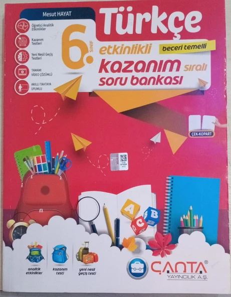ÇANTA YAYINLARI 6.SINIF TÜRKÇE  KAZANIM SIRALI SORU BANKASI ( MESUT HAYAT ) ürün görseli 1