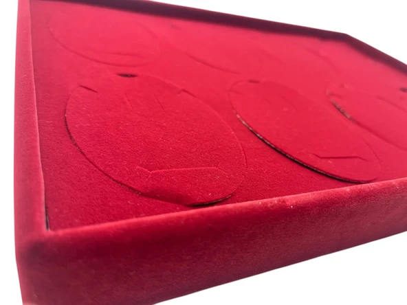 Süet Kumaş Bordo 34-24 Cm Ayaklı 8 Pedli Kolye Tabla Stand - 2