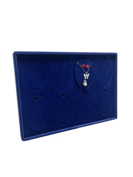 Süet Kumaş Lacivert 34-24 Cm Ayaklı 8 Pedli Kolye Tabla Stand ürün görseli