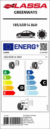 Lassa 185/65R14 86H Greenways Oto Yaz Lastiği (Üretim Yılı:2025) - Resim 4