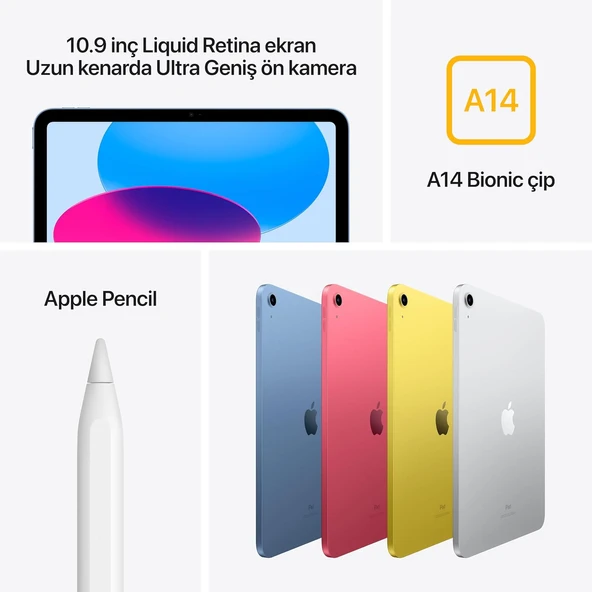 iPad 10. Nesil Wi-Fi 64 GB 10.9" MCM84TU/A Mavi Aksesuarsız Tablet - 3