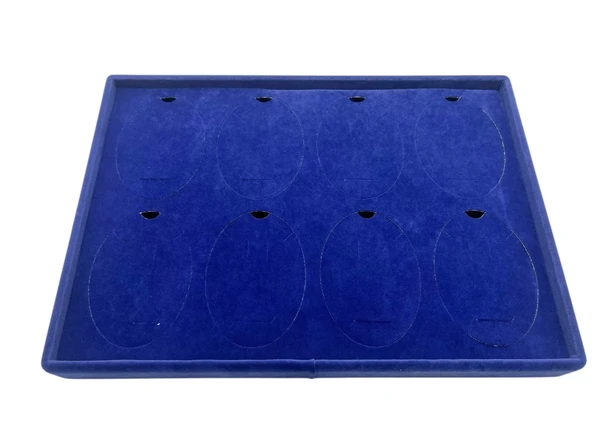 Süet Kumaş Lacivert 34-24 Cm Ayaklı 8 Pedli Kolye Tabla Stand - Resim 4