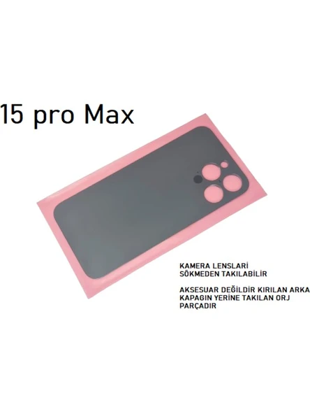 - iPhone 15 Pro Max Arka Pil Batarya Kapağı - Cam Kapak Geniş Lens Deliği ürün görseli