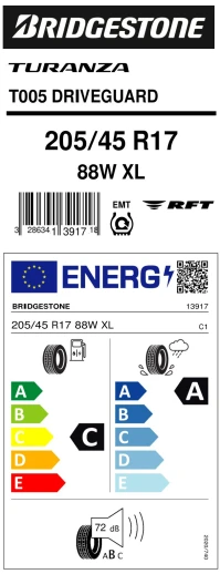 Brıdgestone 205/45R17 88W Xl T005 Drıveguard Rft Oto Yaz Lastiği (Üretim Yılı:2023) - Resim 3