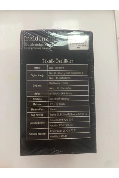 Dijital inzidenz B07 model tansiyon aleti Pilli Kol - Resim 2