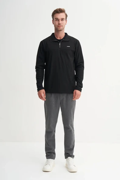 Cazador Regular Fit Likralı İnce Polar Dik Yaka Fermuarlı Sweatshirt-53080 ürün görseli 1