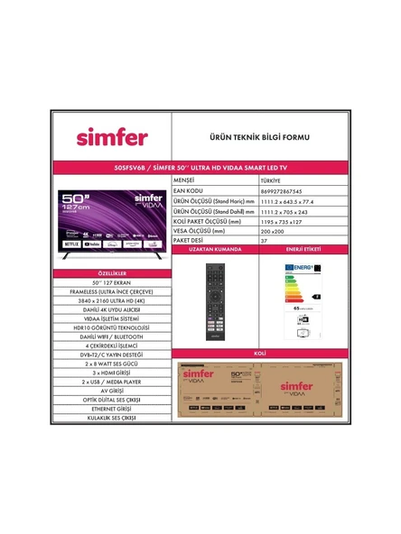 Simfer 50SFSV6B 4K Ultra HD 50