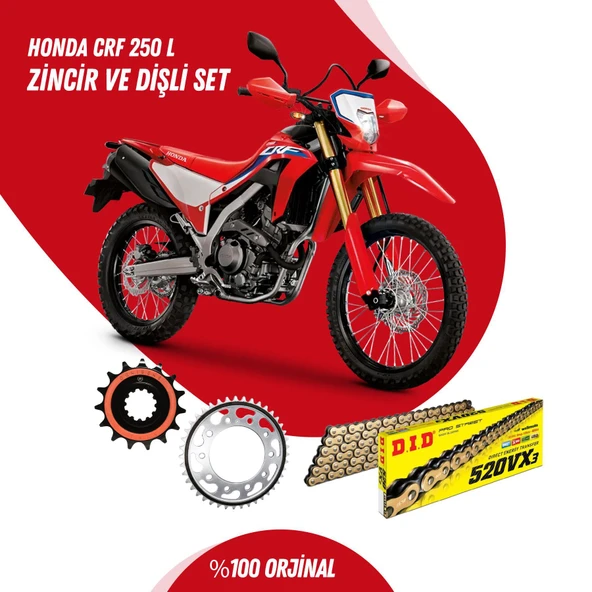 HONDA CRF 250 L 13-23 DID VX3 GOLD ZİNCİR DİŞLİ SET ürün görseli