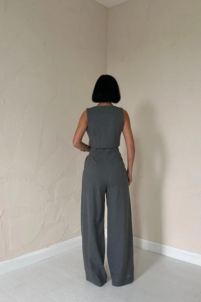 Antrasit Klas Ceket Ve Yelek Ve Pantolon Takım - Resim 4