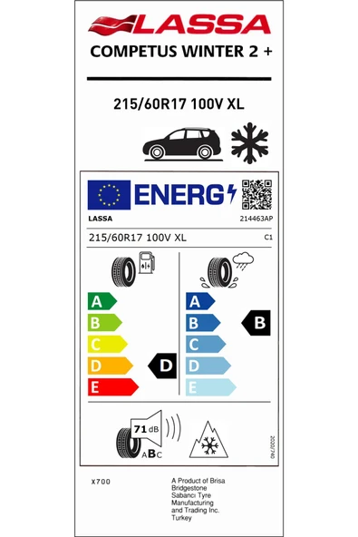 Lassa 215/60R17 100V Xl M+S Sfm Competus Wınter 2+ (4X4-Suv) Kış Lastiği (Üretim Yılı:2025) - 2