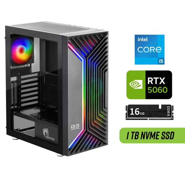 RTX 5060 Gaming PC - Intel Core i5-14400F - 16GB RAM - 1TB SSD - Hazır Oyun Bilgisayarı
