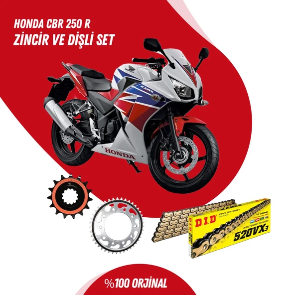 HONDA CBR 250 R 11-13 DID VX3 GOLD ZİNCİR DİŞLİ SET ürün görseli
