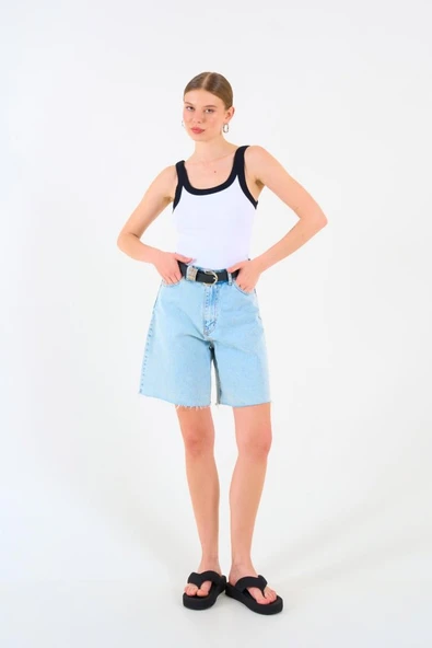 İki Renkli Atlet - Beyaz-Siyah - Resim 2