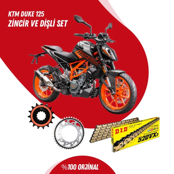 KTM DUKE 125 14-23 DID VX3 GOLD ZİNCİR DİŞLİ SET ürün görseli