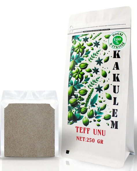 Kakulem GLUTENSİZ SERTİFİKALI Katkısız Teff Unu 250 GR - 1
