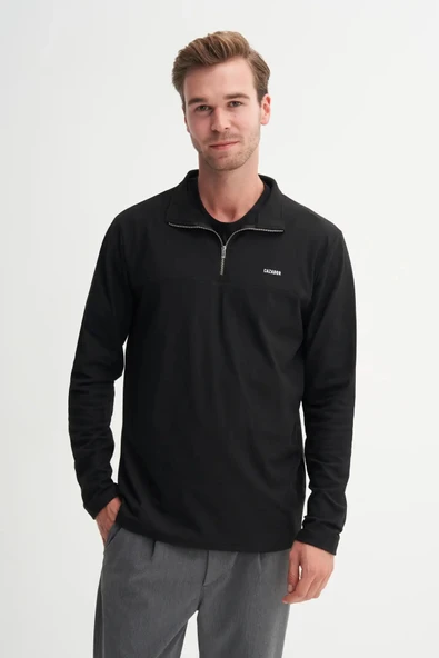 Cazador Regular Fit Likralı İnce Polar Dik Yaka Fermuarlı Sweatshirt-53080 - Resim 2