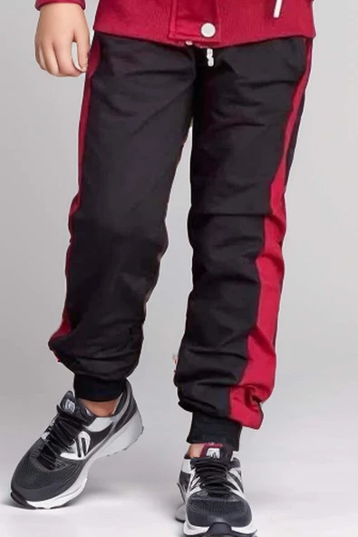 Erkek Çocuk Üzeri Todays Mod Yazı Ve Şerit Detaylı Kapüşonlu Bordo Eşofman Takım - Resim 3