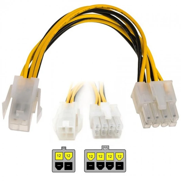 ATX 12V 4 pin CPU güç kablosu to 8 pin power kablo 30 cm - 2