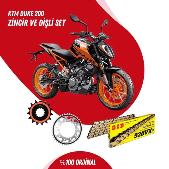 KTM DUKE 200 15-23 DID VX3 GOLD ZİNCİR DİŞLİ SET ürün görseli