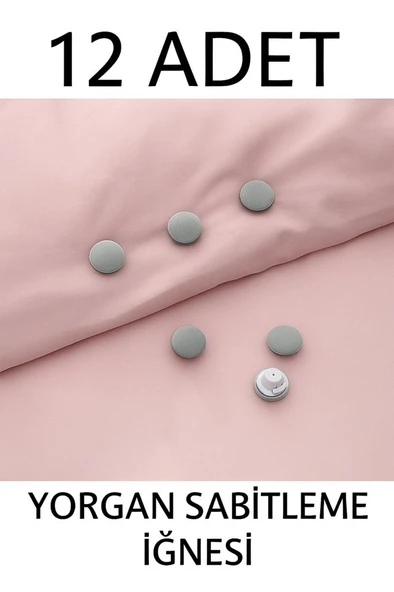 12 Adet Çarşaf Yorgan Kılıfı Sabitleme İğnesi Düğmeli Klipsi Sabitleyici Gri