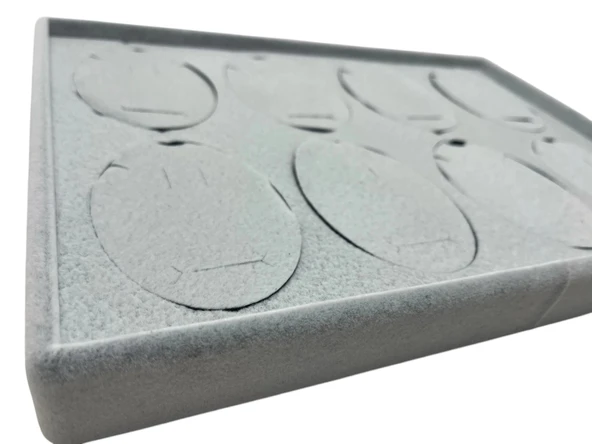 Süet Kumaş Gri 34-24 Cm Ayaklı 8 Pedli Kolye Tabla Stand - 3