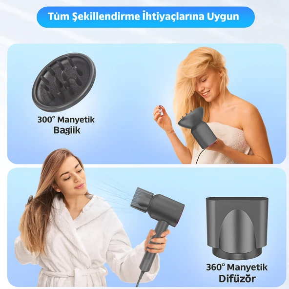 ÜSKÜDAR İLETİŞİM CF28 Fırçasız Motorlu Saç Kurutma Makinesi 110000 RPM   Kademeli Isı Hızlı Kurutma - 4