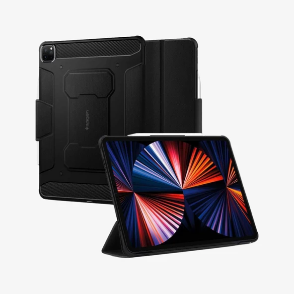 iPad Pro 12.9'' (2022 / 2021) Kılıf, Spigen Rugged Armor Pro Black - 4