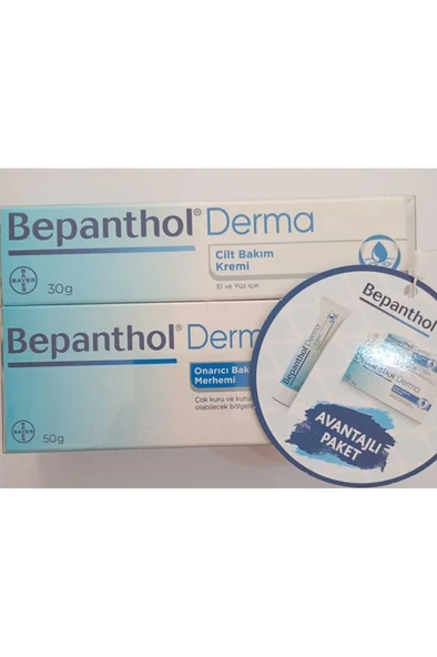 Bepanthol Derma Cilt Bakım Kremi 30 Gr + Derma Onarıcı Bakım Merhemi 50 Gr - İKİLİ SET - 2