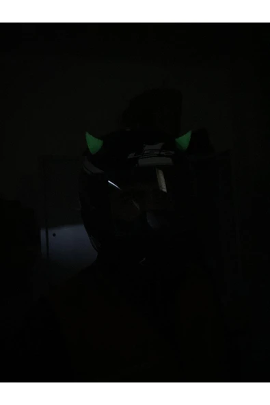 Mottowin Kask Boynuz Süsü Aksesuarı Takım Fosforlu Kask Boynuzu - Resim 2