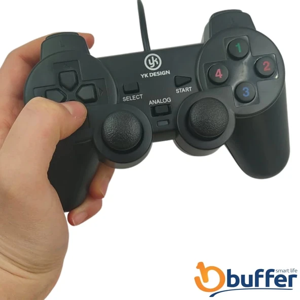 Çift Titreşimli Usb Kablolu Oyun Kolu Pc Uyumlu Vibration Gamepad - 4