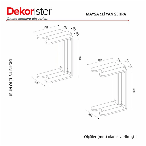 Dekorister Maysa İkili Yan Sehpa Rota - Traverten - 7