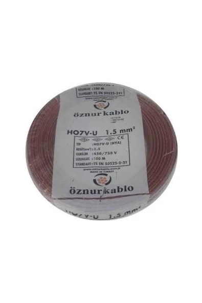 ÖZNUR 1.5mm2 Nya Kablo Tek Damar Kahve Kablo 100m