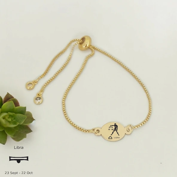 Burca Özel Oval Figürlü Altın Renkli Zincirli 14 Ayar Altın Plakalı Hediye Bileklik-399 ürün görseli