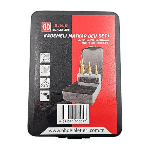 Fixonic B.H.D BHD000805 4-12 4-20 4-30mm Kademeli Matkap Ucu Seti ürün görseli 1