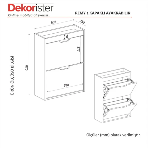 Dekorister Remy 2 Kapaklı Ayakkabılık Kumtaşı - Antrasit - 7