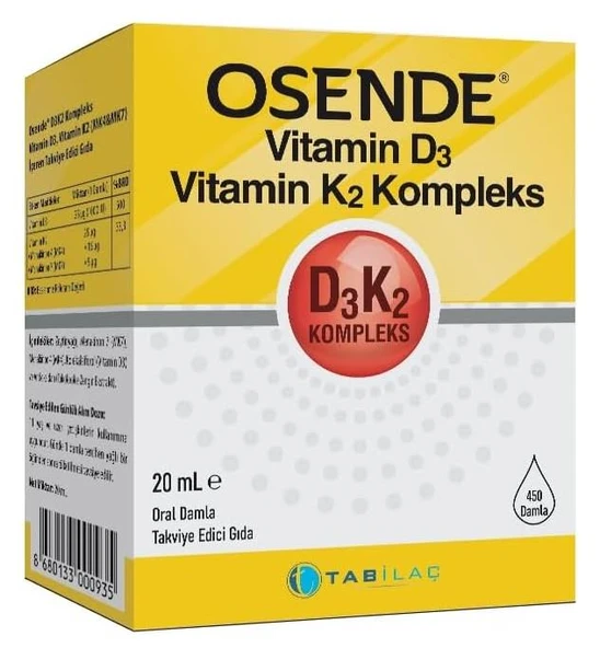 Osende Vitamin D3 K2 Damla 2x20ml | İkili Avantajlı Paket ürün görseli
