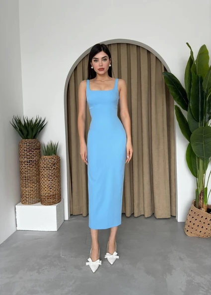 Calliope Kare Yaka Midi Boy Elbise - Resim 2