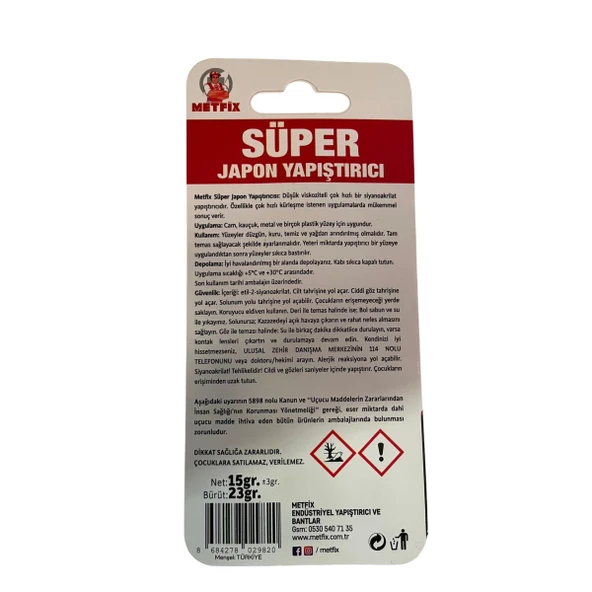 METFIX SUPER JAPON YAPISTIRICI 15 GR - Resim 2