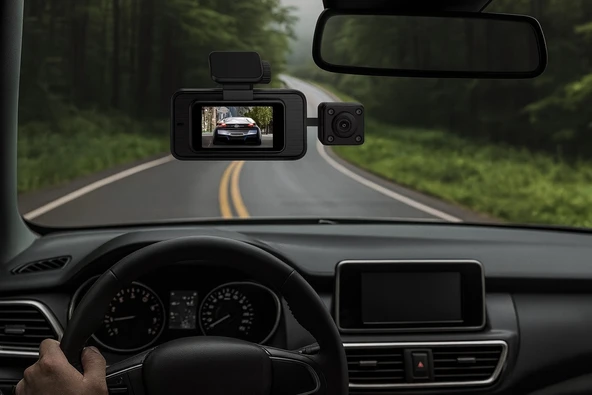 3 Kameralı Full HD Araç İçi Kayıt Cihazı  Ön, İç ve Arka Kamera, Gece Görüşü, 170 DERECE Geniş Açı, Park Monitörü - 4