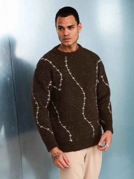 Premium Tel Örgü Desenli Oversize Kalın Kazak - 2