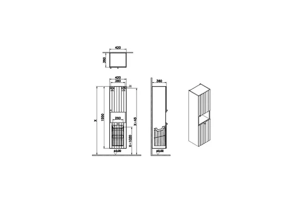 Vitra Root Groove Kısa Boy Dolabı, 40 cm, Mat Fiyord Yeşili (Çamaşır Sepetli-Sağ)  69103 - 2