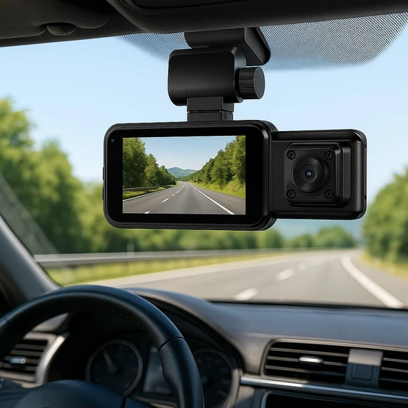 3 Kameralı Full HD Araç İçi Kayıt Cihazı  Ön, İç ve Arka Kamera, Gece Görüşü, 170 DERECE Geniş Açı, Park Monitörü - 7