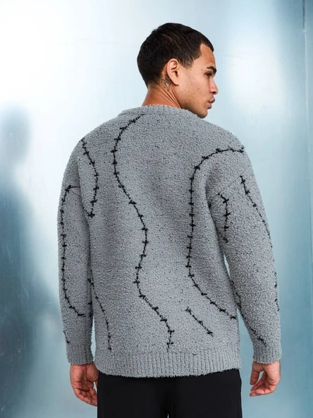 Premium Tel Örgü Desenli Oversize Kalın Kazak - 3