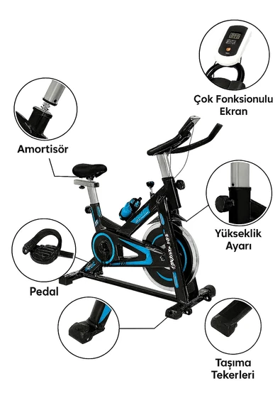 Spinning Bike Dikey Kondisyon Bisikleti – Ayarlanabilir ve Sessiz Ev Tipi Egzersiz Aleti - 8