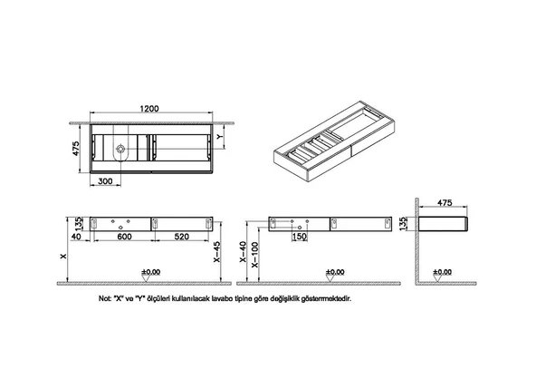 Vitra Origin Çekmeceli Tezgah, 120 cm, Açık Meşe, 65681 - Resim 2