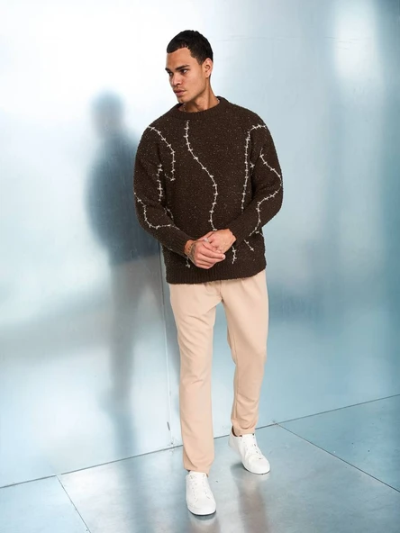 Premium Tel Örgü Desenli Oversize Kalın Kazak - 3