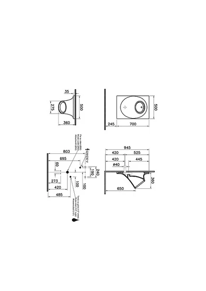 Vitra İstanbul Kanalsız (Rim-ex) Pisuvar Elektrikli (Arkadan Girişli) Siyah  4517B070-5301 - Resim 2