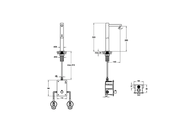 Vitra Origin Fotoselli Tezgah Üstü Lavabo Bataryası (Çift Su girişli, Pilli) A47222 - 2