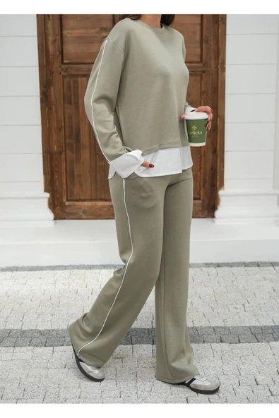 MY DEPO Kadın Yumaşacık Pamuklu Kumaş Gömlek Garnili Alt Üst Takım - 3